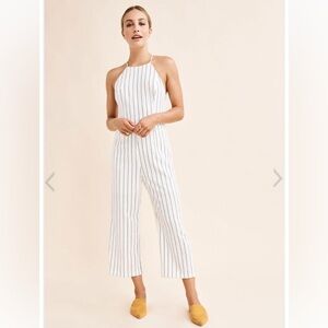 Dynamite White and Black Striped Jumpsuit Size XS